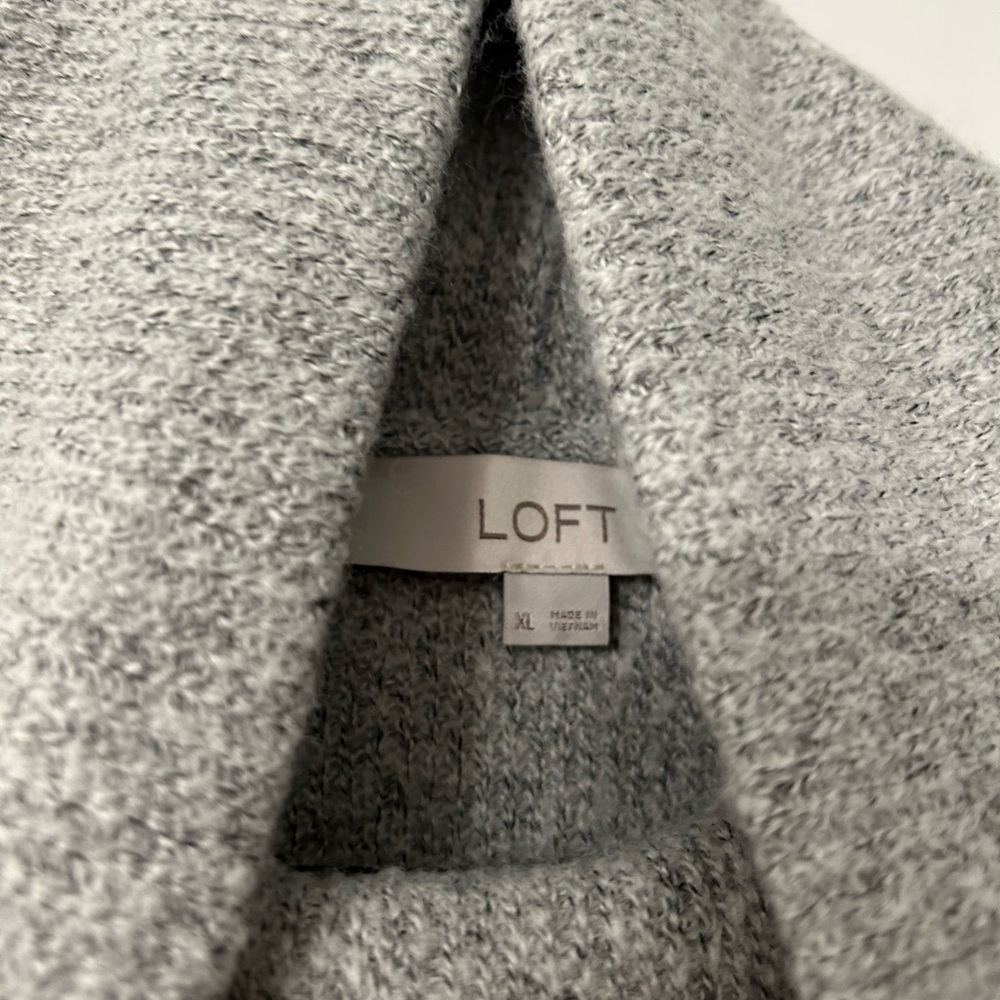 LOFT Grey Turtleneck Sweater with Shirt Bottom - Picture 4 of 6
